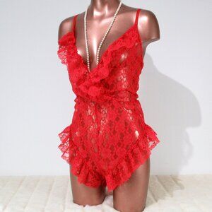 Val Mode Vintage Lacy Teddy Romper Panties M/L